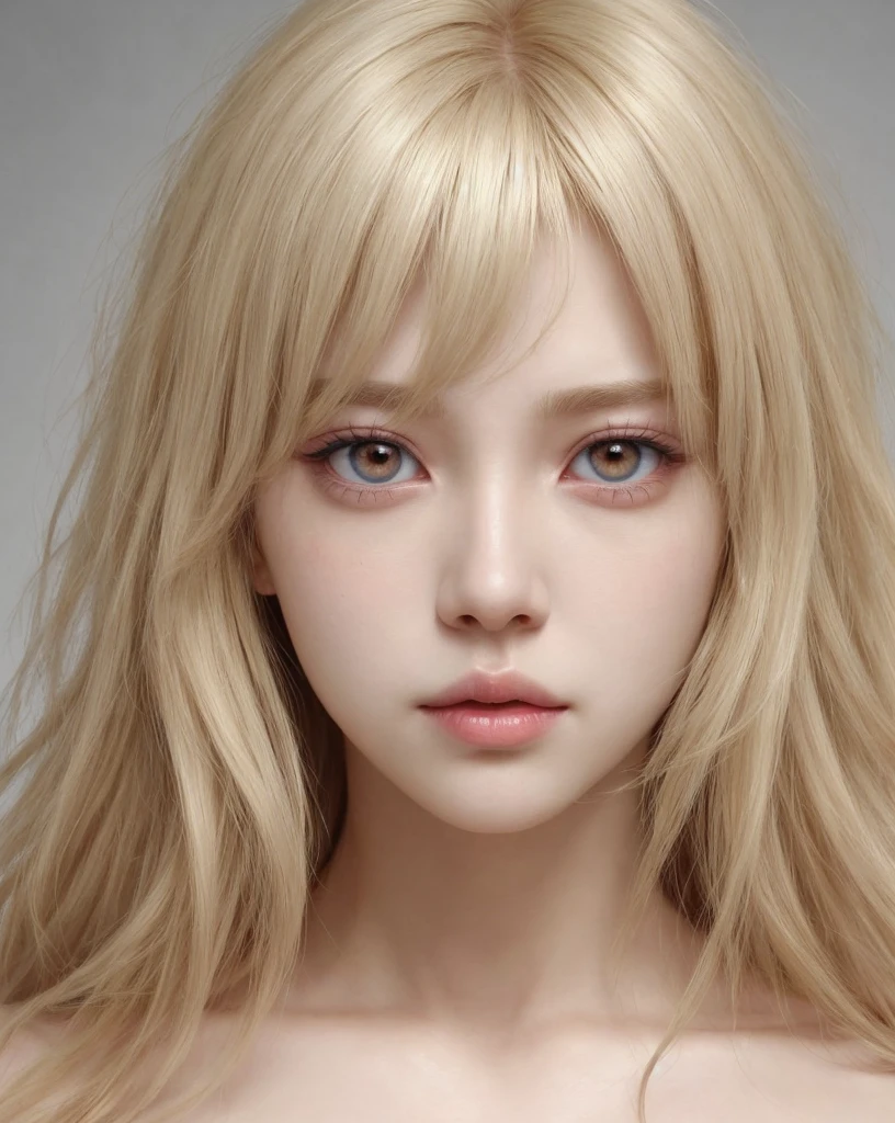 dry to exo, realisitic, with blonde hair and red eyes 