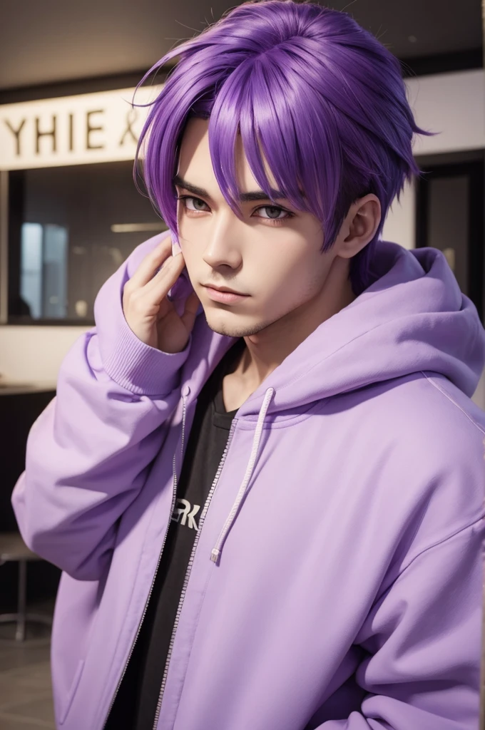 Man with purple hair 3D anime