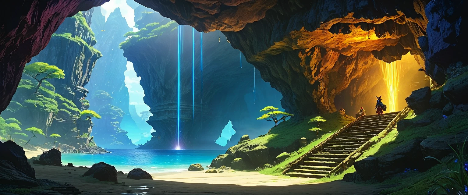 (author：Greg Rutkowski: 1.2, Japanese cartoons, fantasy), (Extremely detailed CG unity 8K wallpaper, masterpiece, best quality, Extremely detailed, Human Development Report:1.2), (Goblin Cave, Cave Sites, Inside the cave, from final fantasy x), Dark, majestic, GLOOMY AMBIANCE, Extremely detailed, complex, Beautifully, serene fantasy, light, 8K, high quality