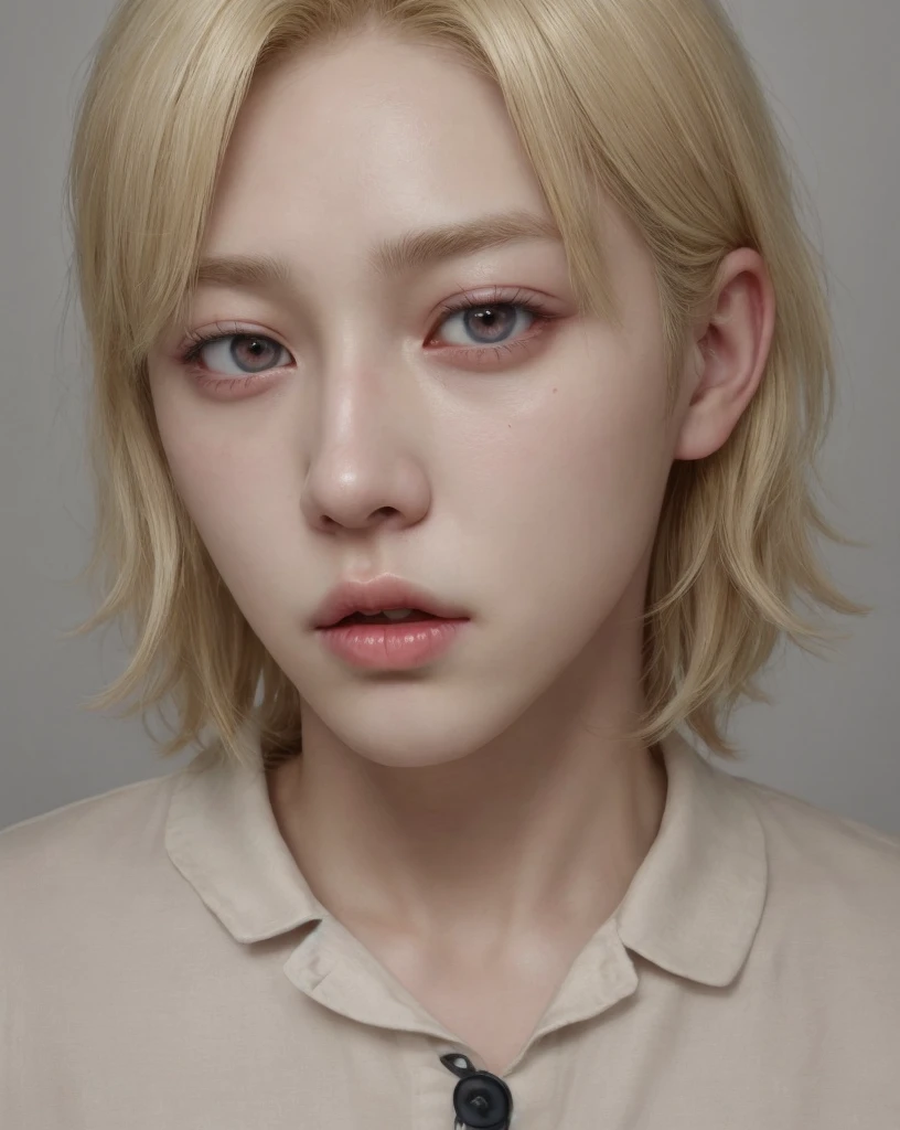 naughty man, dry to exo, realisitic, with blonde hair and red eyes