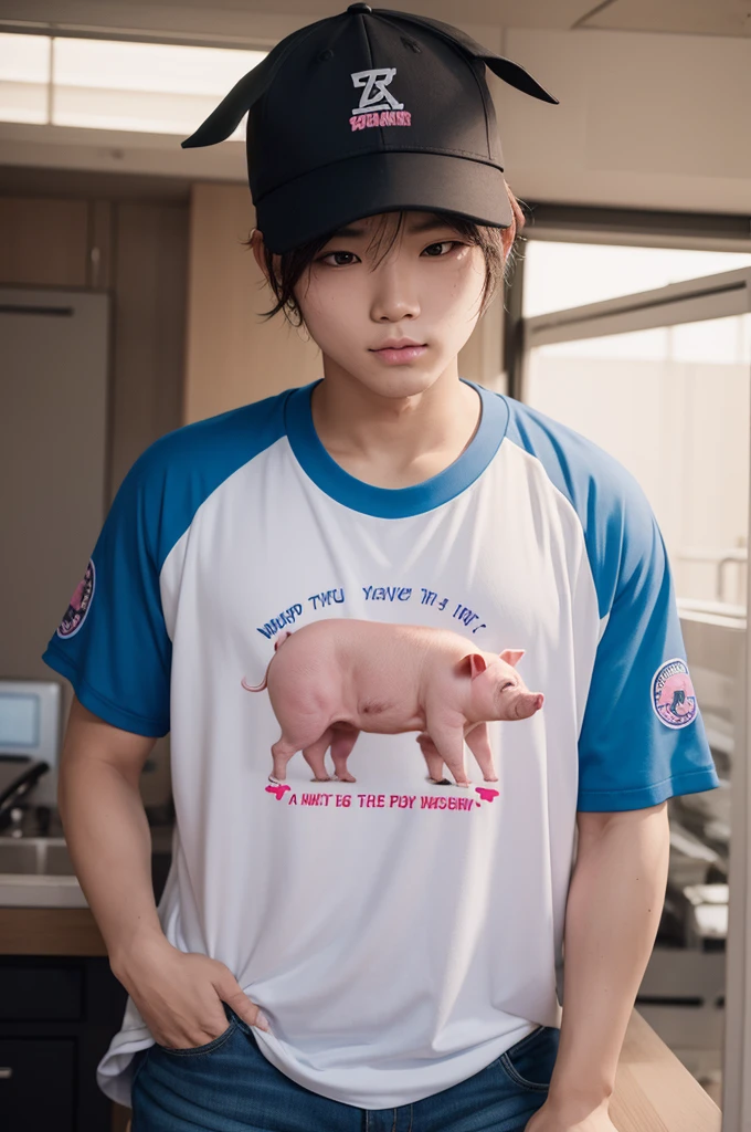a pig with the words "7 mvp" written on a shirt, leading a pig revolution