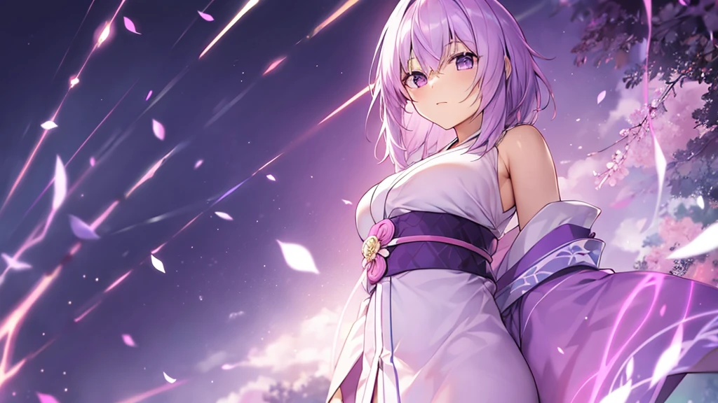 woman　clear　Light purple hair　　kimono　　Anime Style　　Academics