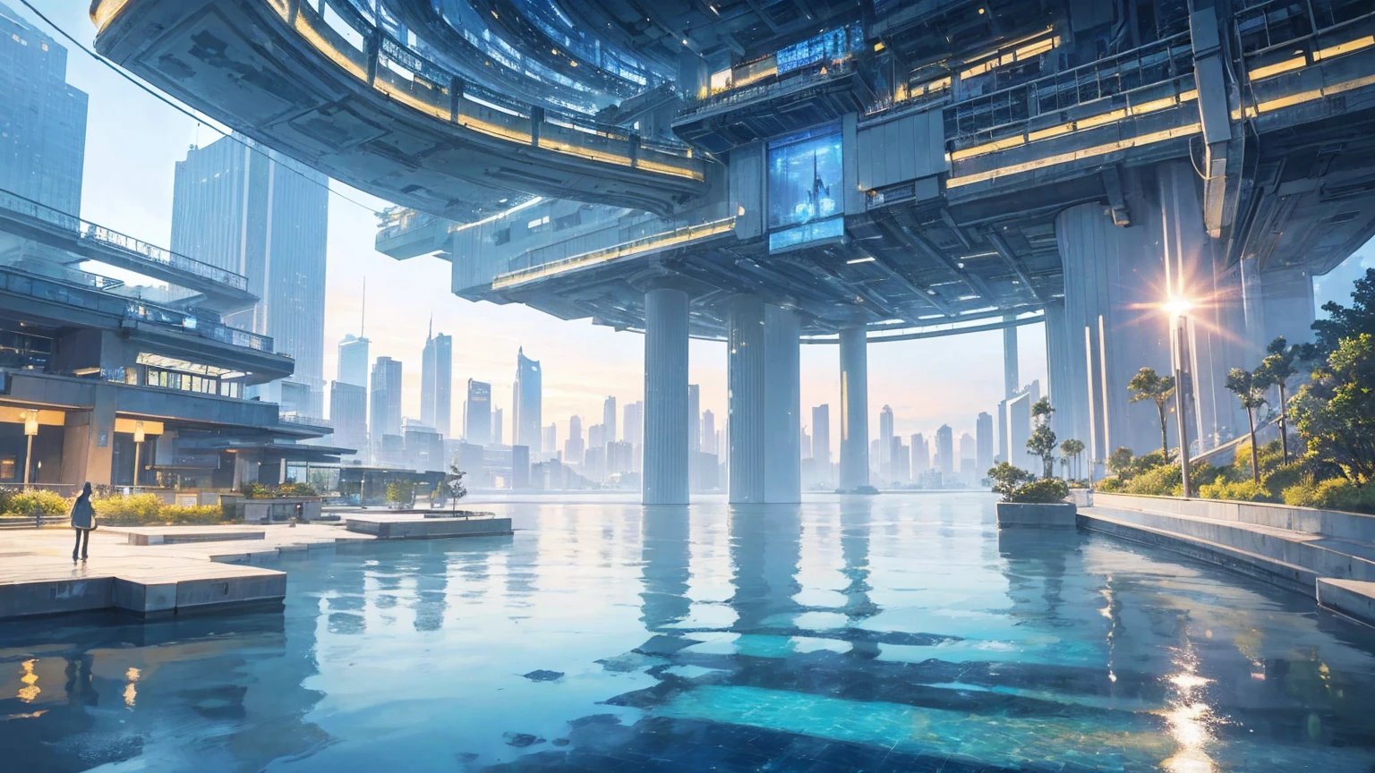 (Best quality,4K,8K,A high resolution,Masterpiece:1.2),Ultra-detailed,(Realistic,Photorealistic,photo-realistic:1.37),Futuristic floating city,Futuristic technology,Huge urban high-tech tablet platform,Airship,Floating in the sky,Futuristic city,Small airships around,High-tech hemispherical platform,Colorful lights,Advanced architecture,modernn architecture,skyscrapper,Access the cloud,Scenic beauty,view over city,Impressive design,Blend seamlessly with nature,energetic and vibrant atmosphere,Futuristic transportation system,Parking is suspended,Transparent path,Lush greenery,Sky gardens,cascading waterfalls,Magnificent skyline,reflections on the water,Sparkling river,Architectural innovation,futuristic skyscrapers,Transparent dome,The shape of the building is unusual,Elevated walkway,Impressive skyline,Glowing lights,Futuristic technology,Minimalist design,Scenic spots,Panoramic view,Cloud Piercing Tower,Vibrant colors,epic sunrise,epic sunset,Dazzling light display,magical ambiance,The future city,Urban Utopia,LuxuryLifestyle,Innovative energy,sustainable development,Smart city technology,Advanced infrastructure,Tranquil atmosphere,Nature and technology live in harmony,Awesome cityscape,Unprecedented urban planning,Architecture connects seamlessly with nature,High-tech metropolis,A cutting-edge engineering marvel,The future of urban living,Visionary architectural concept,Energy-efficient buildings,Harmony with the environment,A city floating above the clouds,Utopian dreams become reality,The possibilities are endless,State-of-the-art transportation network,Green energy integration,Innovative materials,Impressive holographic display,Advanced communication system,Breathtaking aerial view,Quiet and peaceful environment,Modernist aesthetics,Ethereal beauty