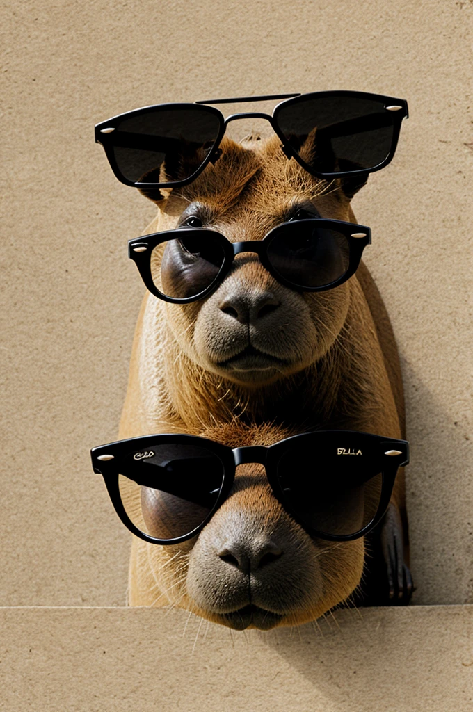 Drawing of a capybara with black sunglasses counting bills
