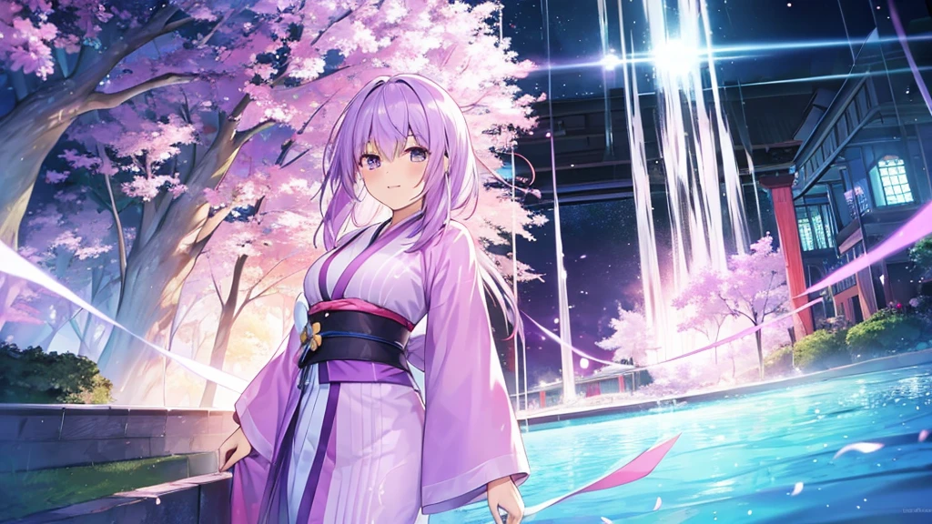 woman　clear　Light purple hair　　kimono　　Anime Style　　Academics
