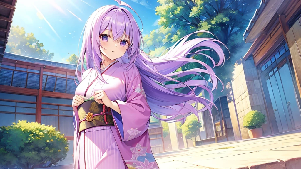 woman　clear　Light purple hair　　kimono　　Anime Style　　Academics
