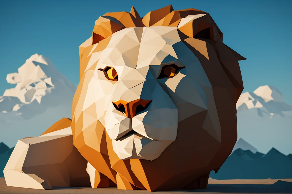 白色背景下的Lion head特写, Lion head, Polygonal Art, 2d full body lion, half lion, Low Poly digital art, Low Poly, Low Poly, lion face, third Lion head, Low Poly效果, Low Poly图形, Low Poly插图, Low Poly艺术