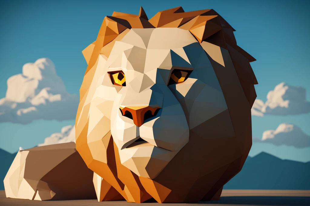 白色背景下的Lion head特写, Lion head, Polygonal Art, 2d full body lion, half lion, Low Poly digital art, Low Poly, Low Poly, lion face, third Lion head, Low Poly效果, Low Poly图形, Low Poly插图, Low Poly艺术
