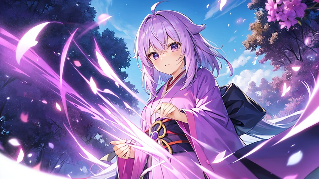 woman　clear　Light purple hair　　kimono　　Anime Style　　Academics
