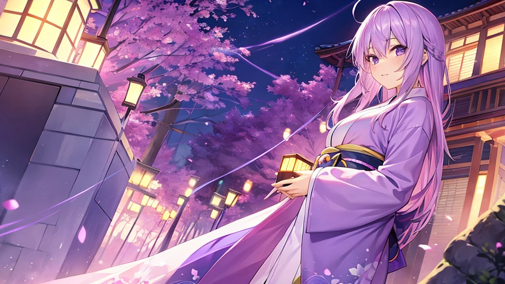 woman clear Light purple hair kimono Anime Style Academics