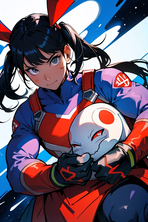 Ultraman、monster、Twin tails, Vibrant colors, Bold brushstrokes, High contrast shadows. In the foreground, universe、