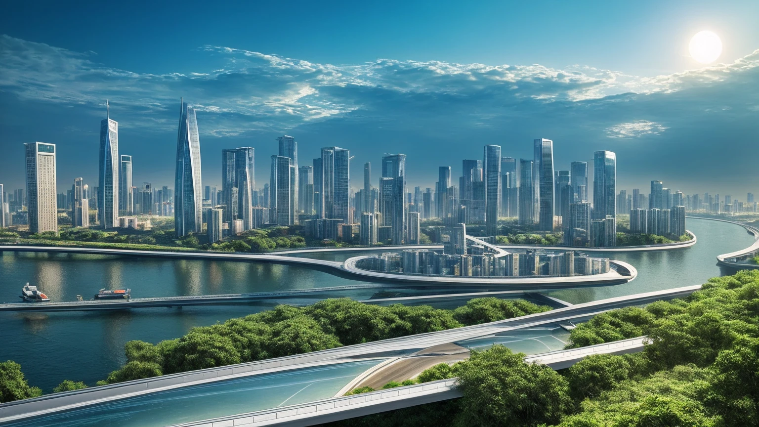 (Best quality,4K,8K,A high resolution,Masterpiece:1.2),Ultra-detailed,(Realistic,Photorealistic,photo-realistic:1.37),Futuristic floating city,Futuristic technology,Huge urban high-tech tablet platform,Airship,Floating in the sky,Futuristic city,Small airships around,High-tech hemispherical platform,Colorful lights,Advanced architecture,modernn architecture,skyscrapper,Access the cloud,Scenic beauty,view over city,Impressive design,Blend seamlessly with nature,energetic and vibrant atmosphere,Futuristic transportation system,Parking is suspended,Transparent path,Lush greenery,Sky gardens,cascading waterfalls,Magnificent skyline,reflections on the water,Sparkling river,Architectural innovation,futuristic skyscrapers,Transparent dome,The shape of the building is unusual,Elevated walkway,Impressive skyline,Glowing lights,Futuristic technology,Minimalist design,Scenic spots,Panoramic view,Cloud Piercing Tower,Vibrant colors,epic sunrise,epic sunset,Dazzling light display,magical ambiance,The future city,Urban Utopia,LuxuryLifestyle,Innovative energy,sustainable development,Smart city technology,Advanced infrastructure,Tranquil atmosphere,Nature and technology live in harmony,Awesome cityscape,Unprecedented urban planning,Architecture connects seamlessly with nature,High-tech metropolis,A cutting-edge engineering marvel,The future of urban living,Visionary architectural concept,Energy-efficient buildings,Harmony with the environment,A city floating above the clouds,Utopian dreams become reality,The possibilities are endless,State-of-the-art transportation network,Green energy integration,Innovative materials,Impressive holographic display,Advanced communication system,Breathtaking aerial view,Quiet and peaceful environment,Modernist aesthetics,Ethereal beauty