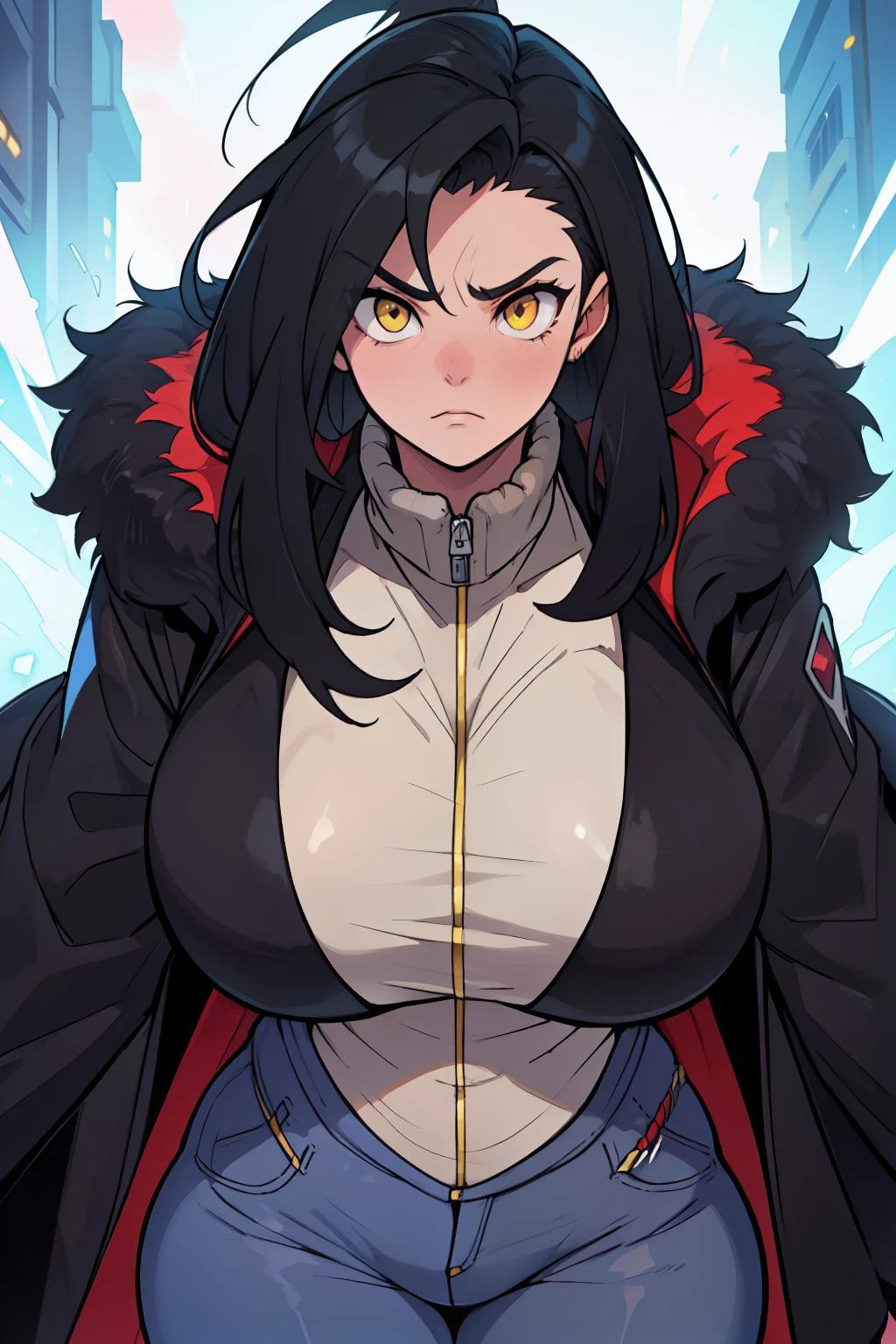 sad girl muscular girl huge breasts yellow eyes black hair fur coat fur coat fur coat fur coat fur coat fur coat fur coat (power power power power)  (power power power power) (power power power power) (power power power power) thick thick thick thick thick