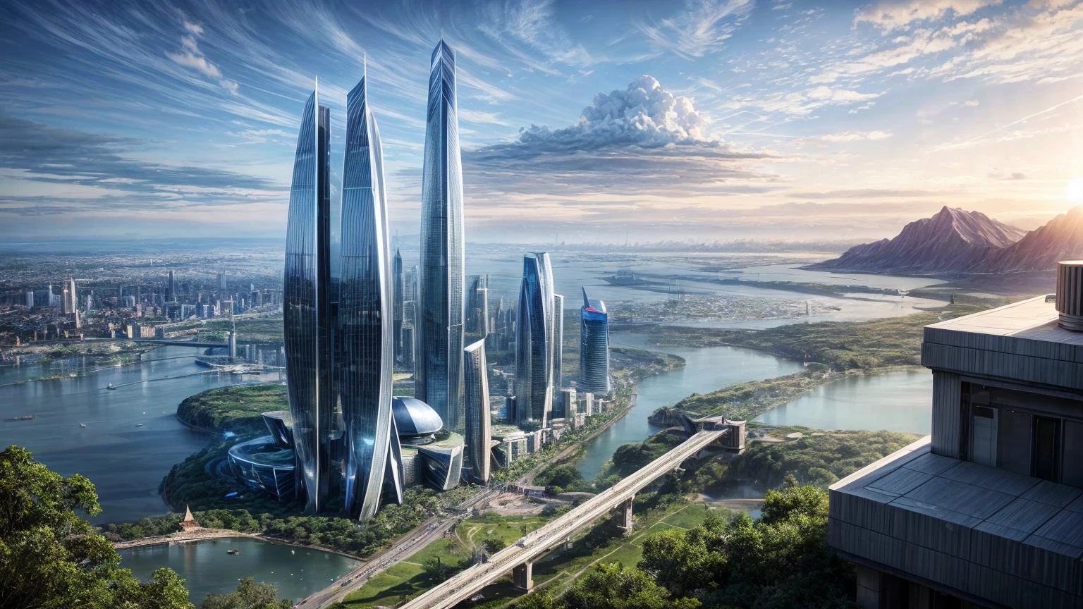 (Best quality,4K,8K,A high resolution,Masterpiece:1.2),Ultra-detailed,(Realistic,Photorealistic,photo-realistic:1.37),Futuristic floating city,Futuristic technology,Huge urban high-tech tablet platform,Airship,Floating in the sky,Futuristic city,Small airships around,High-tech hemispherical platform,Colorful lights,Advanced architecture,modernn architecture,skyscrapper,Access the cloud,Scenic beauty,view over city,Impressive design,Blend seamlessly with nature,energetic and vibrant atmosphere,Futuristic transportation system,Parking is suspended,Transparent path,Lush greenery,Sky gardens,cascading waterfalls,Magnificent skyline,reflections on the water,Sparkling river,Architectural innovation,futuristic skyscrapers,Transparent dome,The shape of the building is unusual,Elevated walkway,Impressive skyline,Glowing lights,Futuristic technology,Minimalist design,Scenic spots,Panoramic view,Cloud Piercing Tower,Vibrant colors,epic sunrise,epic sunset,Dazzling light display,magical ambiance,The future city,Urban Utopia,LuxuryLifestyle,Innovative energy,sustainable development,Smart city technology,Advanced infrastructure,Tranquil atmosphere,Nature and technology live in harmony,Awesome cityscape,Unprecedented urban planning,Architecture connects seamlessly with nature,High-tech metropolis,A cutting-edge engineering marvel,The future of urban living,Visionary architectural concept,Energy-efficient buildings,Harmony with the environment,A city floating above the clouds,Utopian dreams become reality,The possibilities are endless,State-of-the-art transportation network,Green energy integration,Innovative materials,Impressive holographic display,Advanced communication system,Breathtaking aerial view,Quiet and peaceful environment,Modernist aesthetics,Ethereal beauty
