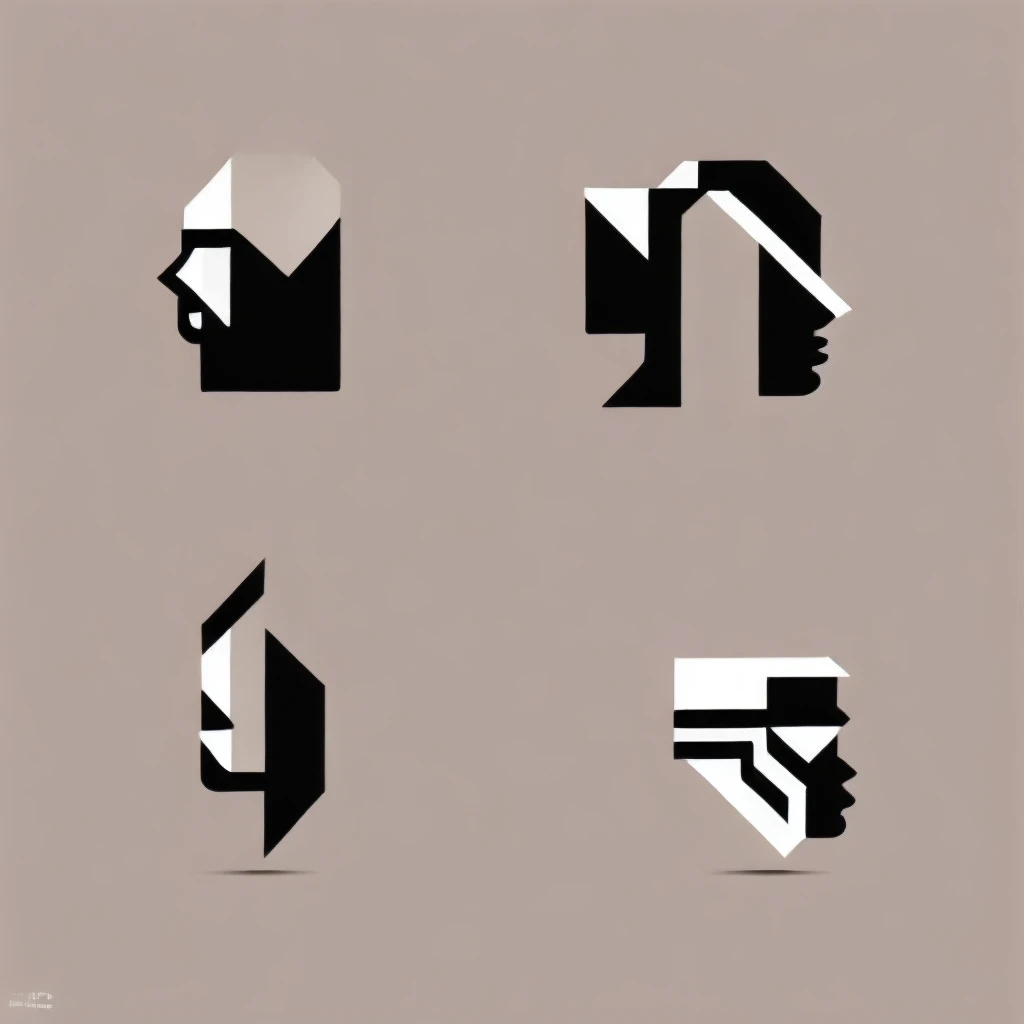 a highly detailed, minimalist abstract face logo, profile angle view, on a clean white background, vector illustration, 4k, 8k, high resolution, masterpiece, professional, digital art