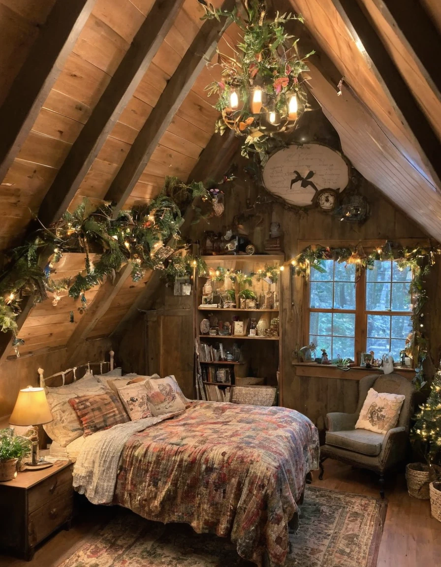 bedroom with room, cozy room, cozy treehouse bedroom, small bedroom, cozy place, cozy bed, cottagecore hippie, thomas kinkade. cute cozy room, in an attic, cottagecore, cozy and peaceful atmosphere, pleasant cozy atmosphere, cottagecore!!, cabin in the woods