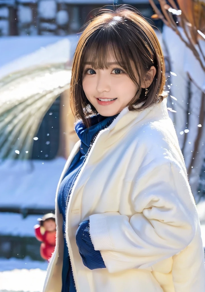 歯をみせるsmile、Blue Eyes、Holding a kitten、Photo from the waist up、Night city illumination shot、Cowgirl Shot、Fur coat、豪華なグレーのミンクのFur coat、Wear fine leather boots、Luxury Bags、Inner turtleneck、Silver necklace and small silver earrings Millionaire style:1.4))、Full body photo、smile、 Caustics、Highly detailed photos、Very beautiful woman 、Ample breasts、No makeup、(8K、RAW Photos、Highest quality、masterpiece:1.2)、(Realistic、Realistic)、1 Girl、((Medium Short Hair、Midwinter、Cold region Snow falling、The wind is blowing、Fluttering Hair、Blur the background、Colorful illuminations、Looking into the camera:1.4))、