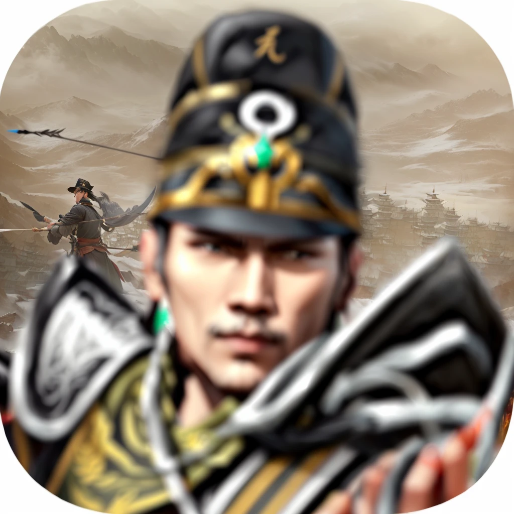 A man wearing a black hat and holding a bow and arrow, Inspired by Dong Yuan, zhao yun, Inspired by Zhang Chengye, Inspired by Kim Whan-ki, Inspired by Zhang Sengyao, Inspired by Byeon Sang-bi, What is Kim Jong??, Inspired by Hu Zaobin, inspired by Cao Zhibai, heise jinyao