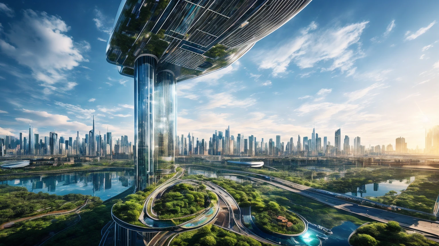 (Best quality,4K,8K,A high resolution,Masterpiece:1.2),Ultra-detailed,(Realistic,Photorealistic,photo-realistic:1.37),Futuristic floating city,Futuristic technology,Huge urban high-tech tablet platform,Airship,Floating in the sky,Futuristic city,Small airships around,High-tech hemispherical platform,Colorful lights,Advanced architecture,modernn architecture,skyscrapper,Access the cloud,Scenic beauty,view over city,Impressive design,Blend seamlessly with nature,energetic and vibrant atmosphere,Futuristic transportation system,Parking is suspended,Transparent path,Lush greenery,Sky gardens,cascading waterfalls,Magnificent skyline,reflections on the water,Sparkling river,Architectural innovation,futuristic skyscrapers,Transparent dome,The shape of the building is unusual,Elevated walkway,Impressive skyline,Glowing lights,Futuristic technology,Minimalist design,Scenic spots,Panoramic view,Cloud Piercing Tower,Vibrant colors,epic sunrise,epic sunset,Dazzling light display,magical ambiance,The future city,Urban Utopia,LuxuryLifestyle,Innovative energy,sustainable development,Smart city technology,Advanced infrastructure,Tranquil atmosphere,Nature and technology live in harmony,Awesome cityscape,Unprecedented urban planning,Architecture connects seamlessly with nature,High-tech metropolis,A cutting-edge engineering marvel,The future of urban living,Visionary architectural concept,Energy-efficient buildings,Harmony with the environment,A city floating above the clouds,Utopian dreams become reality,The possibilities are endless,State-of-the-art transportation network,Green energy integration,Innovative materials,Impressive holographic display,Advanced communication system,Breathtaking aerial view,Quiet and peaceful environment,Modernist aesthetics,Ethereal beauty