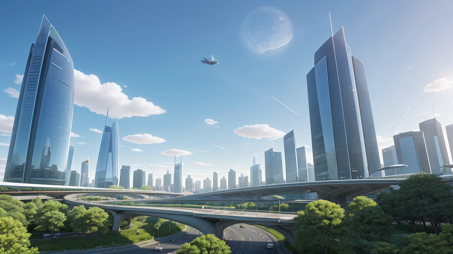 (Best quality,4K,8K,A high resolution,Masterpiece:1.2),Ultra-detailed,(Realistic,Photorealistic,photo-realistic:1.37),Futuristic floating city,Futuristic technology,Huge urban high-tech tablet platform,Airship,Floating in the sky,Futuristic city,Small airships around,High-tech hemispherical platform,Colorful lights,Advanced architecture,modernn architecture,skyscrapper,Access the cloud,Scenic beauty,view over city,Impressive design,Blend seamlessly with nature,energetic and vibrant atmosphere,Futuristic transportation system,Parking is suspended,Transparent path,Lush greenery,Sky gardens,cascading waterfalls,Magnificent skyline,reflections on the water,Sparkling river,Architectural innovation,futuristic skyscrapers,Transparent dome,The shape of the building is unusual,Elevated walkway,Impressive skyline,Glowing lights,Futuristic technology,Minimalist design,Scenic spots,Panoramic view,Cloud Piercing Tower,Vibrant colors,epic sunrise,epic sunset,Dazzling light display,magical ambiance,The future city,Urban Utopia,LuxuryLifestyle,Innovative energy,sustainable development,Smart city technology,Advanced infrastructure,Tranquil atmosphere,Nature and technology live in harmony,Awesome cityscape,Unprecedented urban planning,Architecture connects seamlessly with nature,High-tech metropolis,A cutting-edge engineering marvel,The future of urban living,Visionary architectural concept,Energy-efficient buildings,Harmony with the environment,A city floating above the clouds,Utopian dreams become reality,The possibilities are endless,State-of-the-art transportation network,Green energy integration,Innovative materials,Impressive holographic display,Advanced communication system,Breathtaking aerial view,Quiet and peaceful environment,Modernist aesthetics,Ethereal beauty