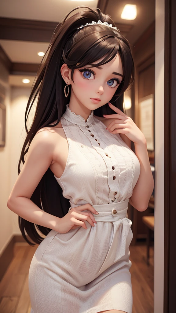 A beautiful woman with aesthetic bkue eyes