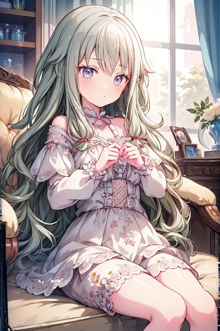 masterpiece、Best image quality、Look this way、Fluffy hair、Delicate eyes、Adorable, 最high quality、Mature Girl、 smile、masterpiece, Most detailed, high quality、Shiny Hair、Very fine and beautiful bright eyes、nose blush、Very detailed, clear and beautiful face, Awards, (((Anatomically correct))、Cowboy Shot、Sitting