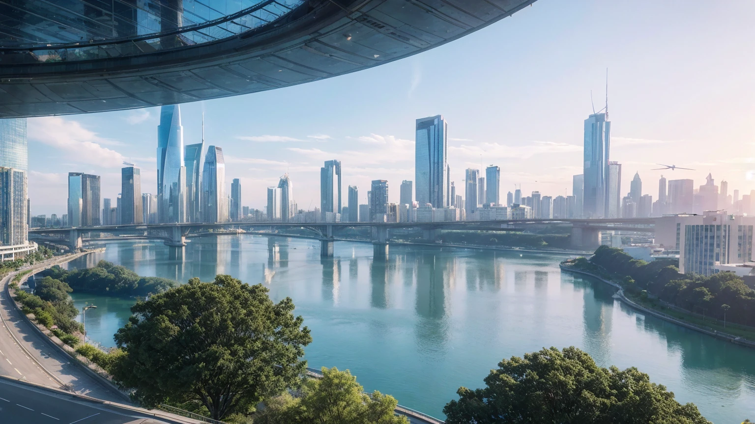 (Best quality,4K,8K,A high resolution,Masterpiece:1.2),Ultra-detailed,(Realistic,Photorealistic,photo-realistic:1.37),Futuristic floating city,Futuristic technology,Huge urban high-tech tablet platform,Airship,Floating in the sky,Futuristic city,Small airships around,High-tech hemispherical platform,Colorful lights,Advanced architecture,modernn architecture,skyscrapper,Access the cloud,Scenic beauty,view over city,Impressive design,Blend seamlessly with nature,energetic and vibrant atmosphere,Futuristic transportation system,Parking is suspended,Transparent path,Lush greenery,Sky gardens,cascading waterfalls,Magnificent skyline,reflections on the water,Sparkling river,Architectural innovation,futuristic skyscrapers,Transparent dome,The shape of the building is unusual,Elevated walkway,Impressive skyline,Glowing lights,Futuristic technology,Minimalist design,Scenic spots,Panoramic view,Cloud Piercing Tower,Vibrant colors,epic sunrise,epic sunset,Dazzling light display,magical ambiance,The future city,Urban Utopia,LuxuryLifestyle,Innovative energy,sustainable development,Smart city technology,Advanced infrastructure,Tranquil atmosphere,Nature and technology live in harmony,Awesome cityscape,Unprecedented urban planning,Architecture connects seamlessly with nature,High-tech metropolis,A cutting-edge engineering marvel,The future of urban living,Visionary architectural concept,Energy-efficient buildings,Harmony with the environment,A city floating above the clouds,Utopian dreams become reality,The possibilities are endless,State-of-the-art transportation network,Green energy integration,Innovative materials,Impressive holographic display,Advanced communication system,Breathtaking aerial view,Quiet and peaceful environment,Modernist aesthetics,Ethereal beauty