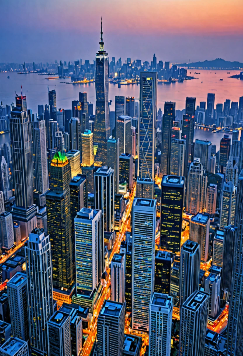 (masterpiece）、（Best image quality）、（Very detailed）、（Very detailed）、4K、（8K）、Best image quality、dawn、City、Building district、