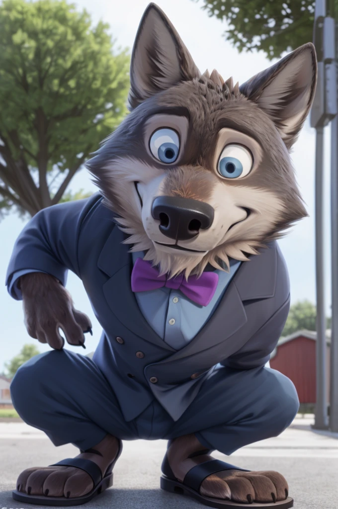 Larry (Zootopia), wolf, Gray Fur, (brown body:1.3), beautiful blue eyes, Zootopia, dressed,blazer,pink blue shirt,trousers,white bowtie, canine,wolf, detailed fur, male, second, paw pads, finger claws,wears a bow tie, Games,At the viewer, 5 fingers, paws, 4 toes, sandals,
BREAK from nextel, for dating, by xenoforge, (difficult, high detail,digital photography, soft focus, RAW, close to the camera, smile, positive, Good, mood, Houses, looks at the viewer, очень close to the camera, Photorealism, realistic, photorealistic,digital style, Subsurface scattering,очень close to the camera
шедевр, Best quality, ultra realistic, 8 thousand.)
