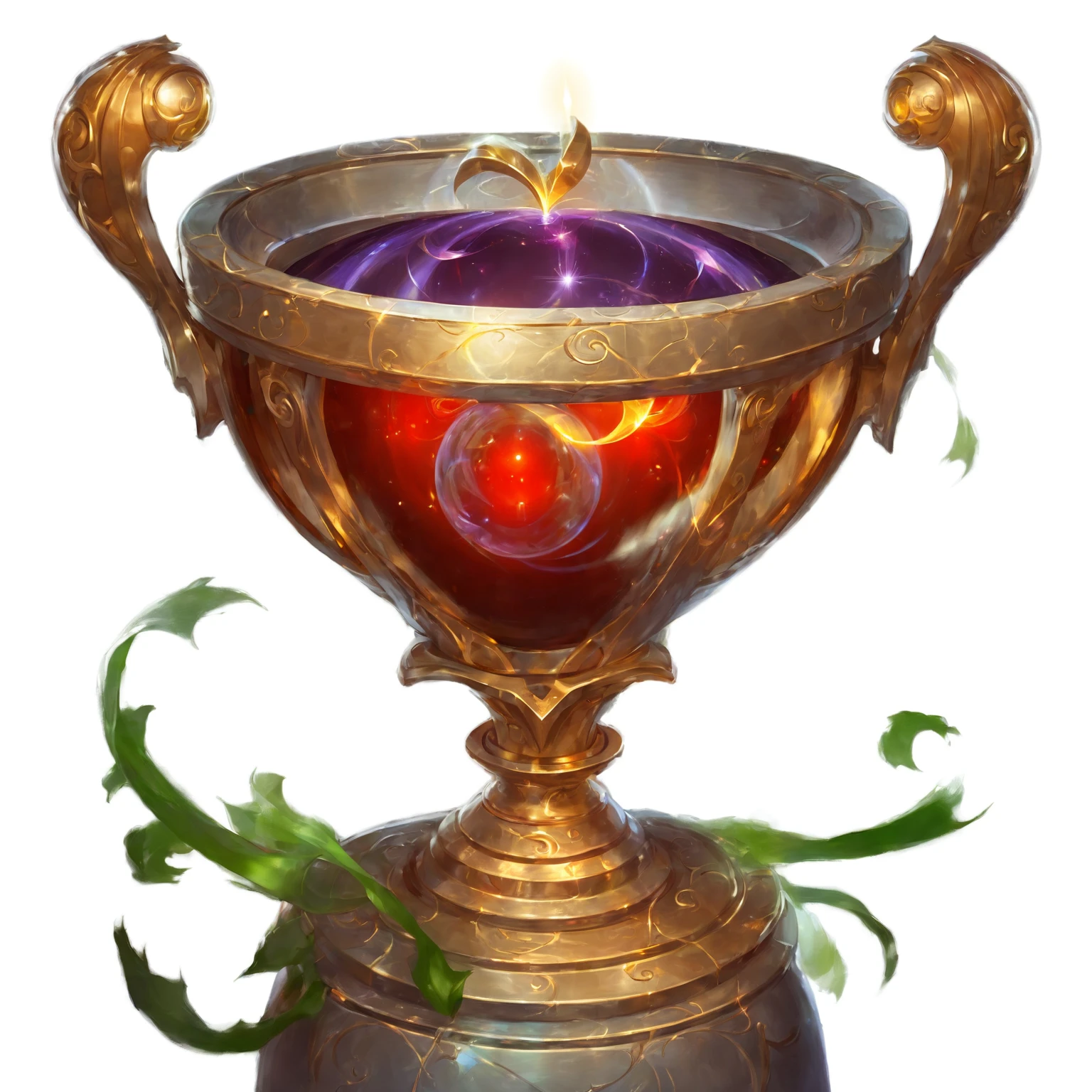 Young wizard with a ball of light floating and shining,