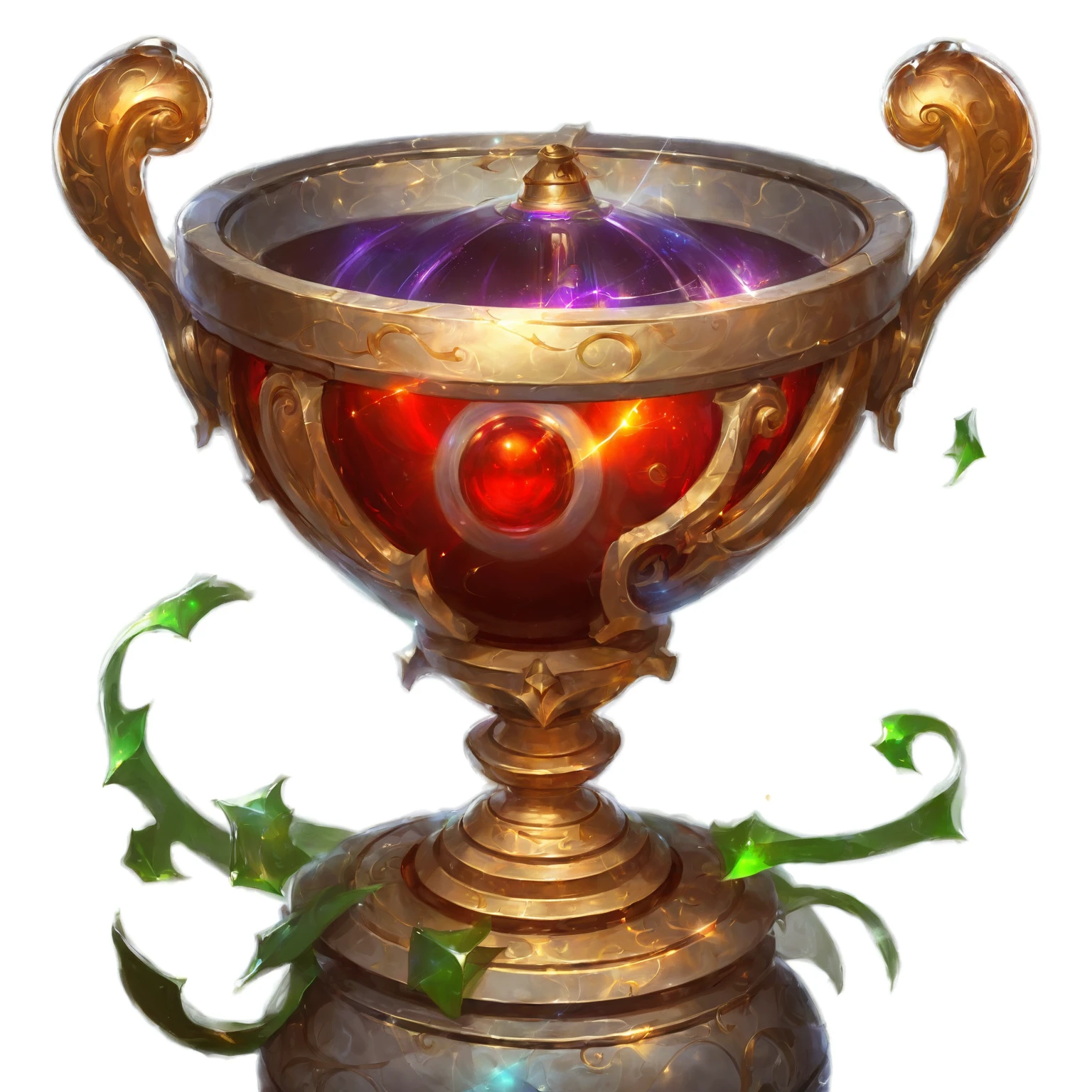 Young wizard with a ball of light floating and shining,
