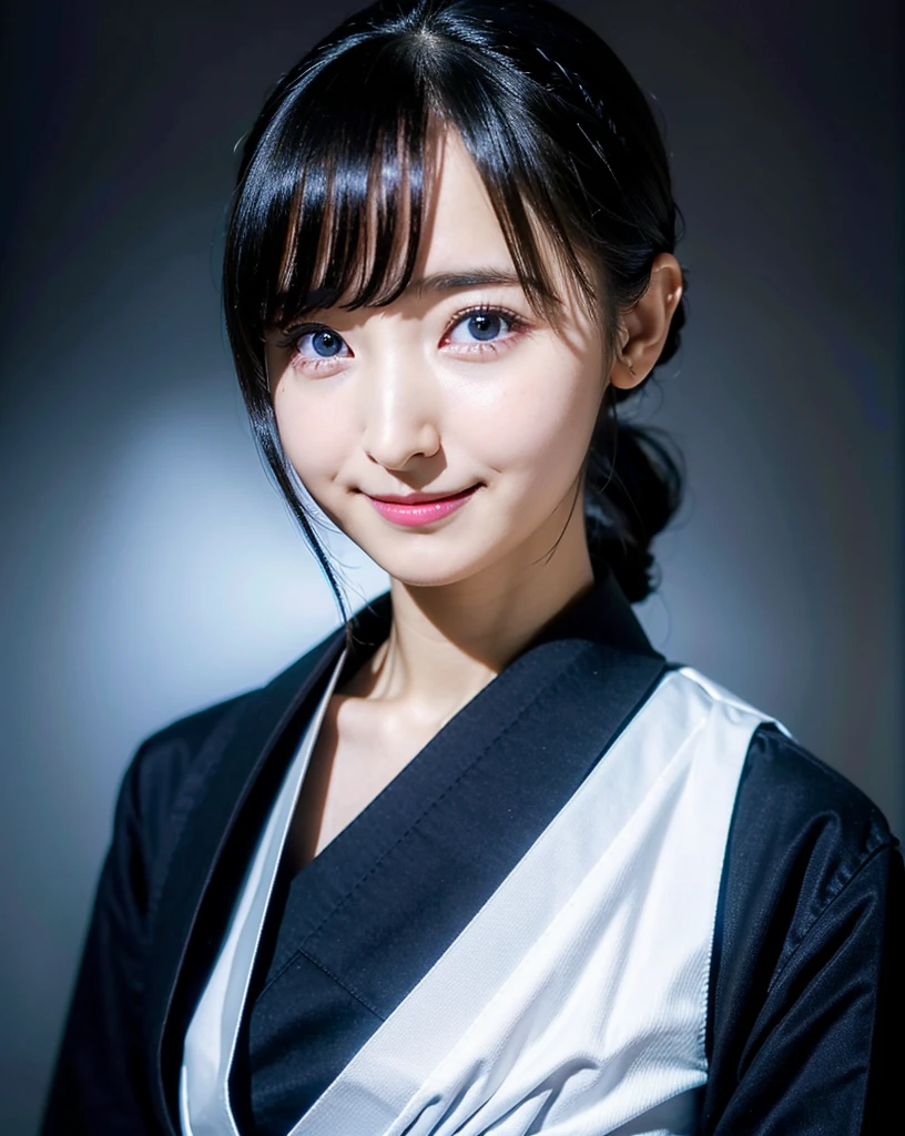 One girl , Side Ponytail, Hakama skirt,dark,
(Realistic, photo-Realistic:1.37),(8K, RAW Photos, Highest quality, masterpiece:1.2), cute, Super detailed,Heart-shaped pupils,Physically Based Rendering, Ultra-high resolution, View your viewers,photoRealistic,Realistic, alone, photoRealistic, Highest quality,extremely Detailed face,Highly detailed eyes and face, Beautiful attention to detail,Absurd, incredibly Absurd,An unforgettable smile,Childish appearance, Highest quality, masterpiece, Portraiture, Beautiful girl photo, Detailed face,  throw, (((Depth of written boundary))), pale and shiny skin, (Flat Chest), Neon glow, Random Background,