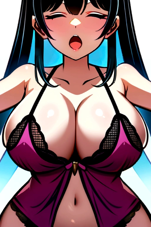 Sandy Beach, Highest quality, shape, Very detailed, In detail, High resolution, 8k wallpaper, Perfect dynamic composition, Beautiful details, Natural Lip, sexy babydoll , Big Breasts, Cleavage, Random sexy poses, A masterpiece of the whole body, remote_play, remote_shake, Open your mouth, close your eyes, Exposed large breasts, sexy cloth, Silky skin