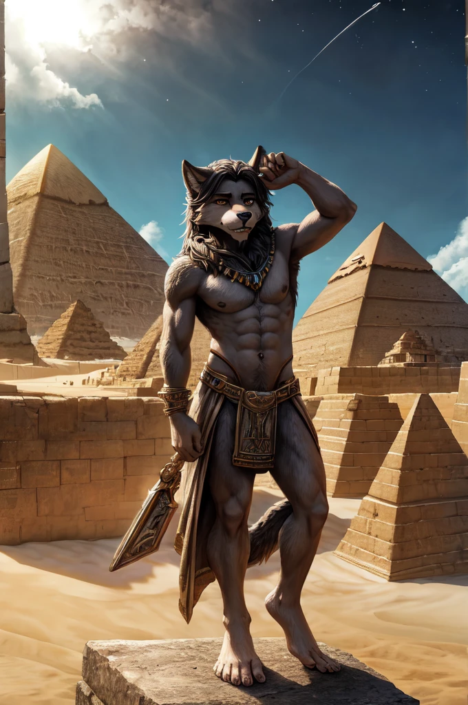 (((Barefoot furry character, full body, cinematic setting, furry male, plantigrade)))
See the earth at the peak of it's glory -
Days that are long gone.
The greatest empire of the ancient times
Behold the light so bright it blinds your eyes!
((Atlantis!))
Ancestor of Mankind
Those who have united
The earth under One Name
See the greatest city stand
In Anabiosis
What has once ruled all the world -
Mighty Poseidonis!
The great ((pyramids)) in place
Shelter us from danger,
We send ships to distant worlds,
Fearing not their anger.
BREAK, ((science-fiction scenery)), hitech civilization, intricate details, highly detailed, extreme detail, octane render, fine art, best quality, highres, (detailed face:1.5), ((full_body)), respecting golden ratio, UHD, (((perfect hands))), low light