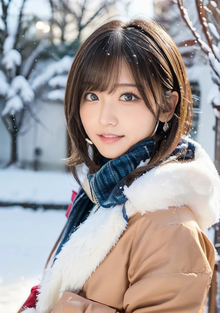 歯をみせるsmile、Blue Eyes、Holding a kitten、Photo from the waist up、Night city illumination shot、Cowgirl Shot、Fur coat、豪華なグレーのミンクのFur coat、Wear fine leather boots、Luxury Bags、Inner turtleneck、Silver necklace and small silver earrings Millionaire style:1.4))、Full body photo、smile、 Caustics、Highly detailed photos、Very beautiful woman 、Ample breasts、No makeup、(8K、RAW Photos、Highest quality、masterpiece:1.2)、(Realistic、Realistic)、1 Girl、((Medium Short Hair、Midwinter、Cold region Snow falling、The wind is blowing、Fluttering Hair、Blur the background、Colorful illuminations、Looking into the camera:1.4))、