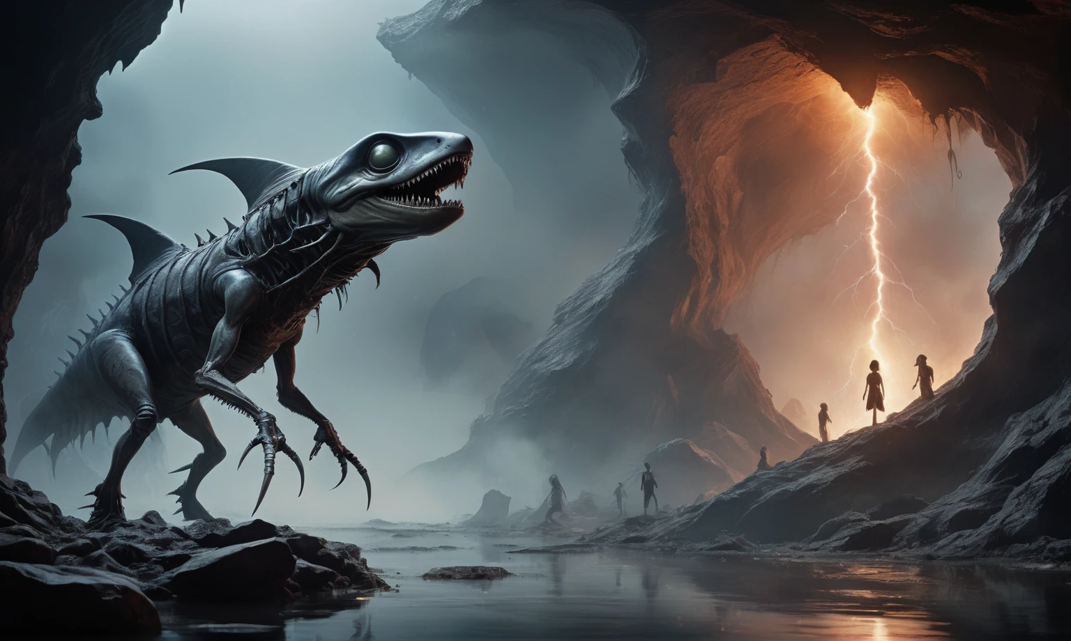 full body length,niobium goblin,native africa xenomorph,once pretty face,eyebrow up,full body shot,ominous landscape,niobium gray atmosphere,photo,photorealism,Masterpiece,natural skin textures, hyper realism,hyper detailed,High contrast,Realism,Ultra Detailed,irina yermolova,close full body shot,32K resolution,Nikon Z9, ,demonic, dust, smoke, audience, mist, featuring ultra-realistic and hyper-realistic elements,
Marta Bevacqua, Ellen Jewett, Kawacy, Katsuya Terada, Carne Griffiths, explosive lightning, concert lighting, bokeh, luminal space that feels
both bright and surreal. Includes liquid fluid elements for added depth and movement. Rendered in an unreal
engine and post-processed to achieve . Evokes a sense of dreamy, ethereal,ancient rock paintings of the first people,of sharkfish's leather
and mystical mood,horror pixar movie still,thriller disney movie ,pixar render, animated ,suicide