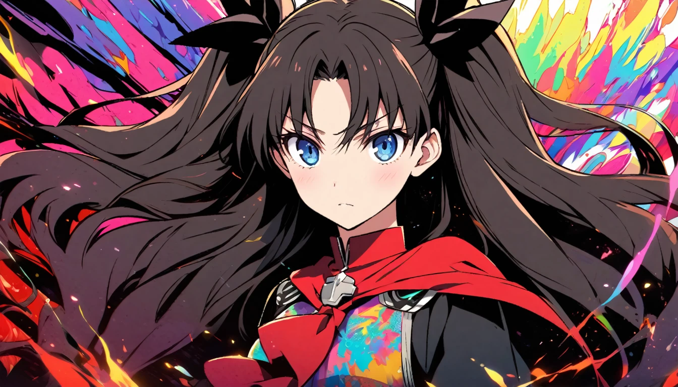 colorful hair, (Tohsaka Rin), extremly detailed face