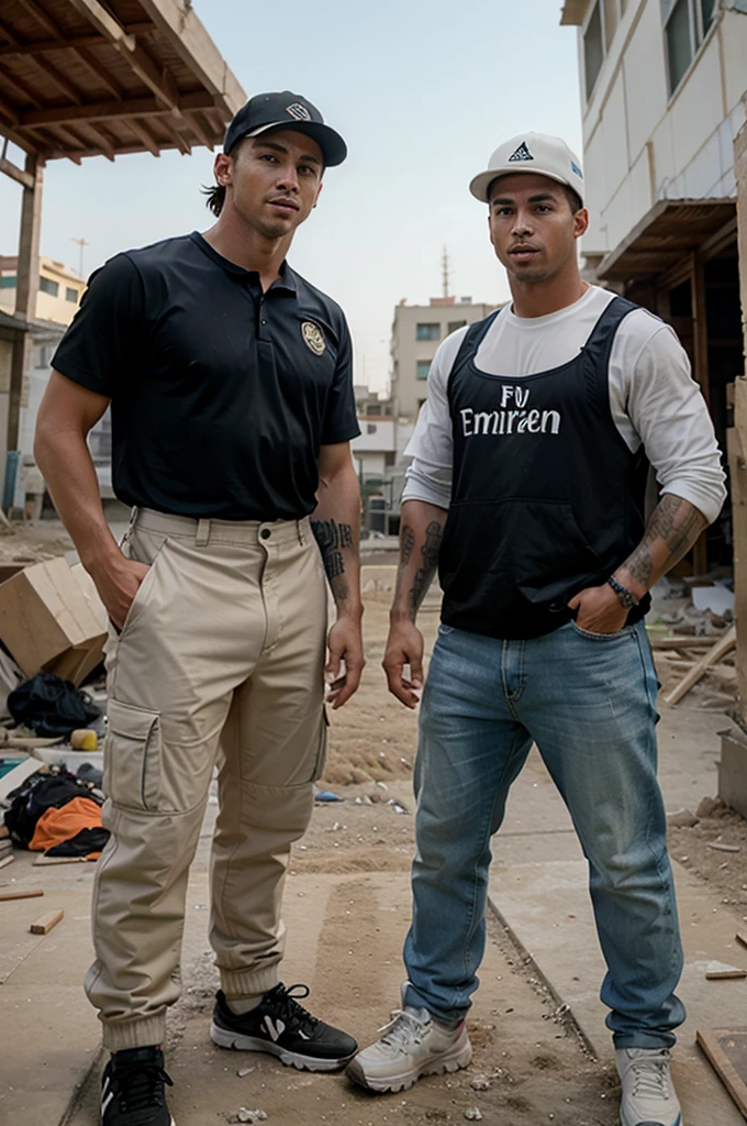 Messi and Ronaldo work as construction workers