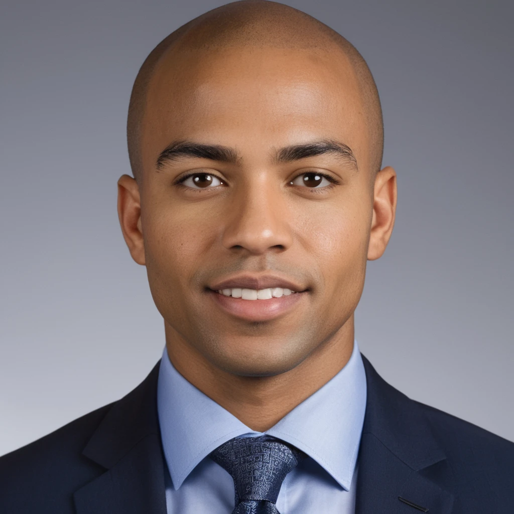 Here's a professional prompt for generating a corporate ID photo for an other lightskin African man: "Generate corporate ID photo for an African professional man with lightskin. Ensure photo reflects a professional and serious demeanor, with consistent quality and style suitable for official use. The subjects' face should be well-lit and clearly visible, emphasizing her professionalism and authentic personality."