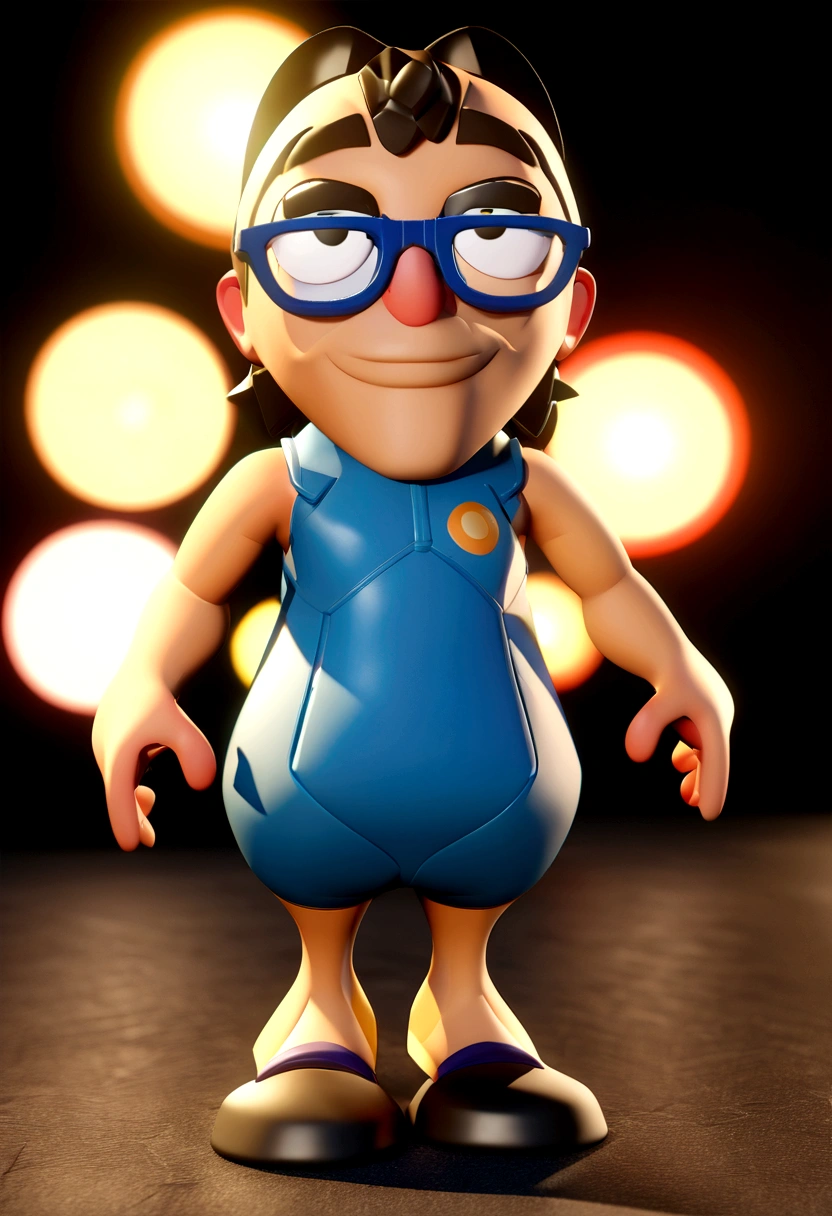 Cartoon character of a man with black glasses and a blue shirt, animation character, Caractere estilizado, animation style rendering, 3D estilizado, Arnold Maya render, 3 d render stylized, toon render keyshot, Personagem 3D, Personagem 3D, 3d rendering stylized, 3 d character render, personagem de desenho animado, Personagem de close up, Pose de personagem, (Estilo Pixar) (master part:1.2) (Bokeh) (best quality) (pele detalhada) (textura detalhada) (8k) (argila) (Cinematic lighting) (foco nítido