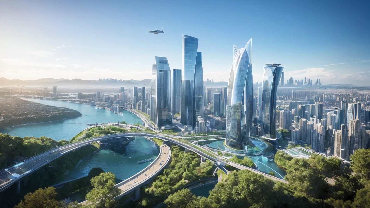 (Best quality,4K,8K,A high resolution,Masterpiece:1.2),Ultra-detailed,(Realistic,Photorealistic,photo-realistic:1.37),Futuristic floating city,Futuristic technology,Huge urban high-tech tablet platform,Airship,Floating in the sky,Futuristic city,Small airships around,High-tech hemispherical platform,Colorful lights,Advanced architecture,modernn architecture,skyscrapper,Access the cloud,Scenic beauty,view over city,Impressive design,Blend seamlessly with nature,energetic and vibrant atmosphere,Futuristic transportation system,Parking is suspended,Transparent path,Lush greenery,Sky gardens,cascading waterfalls,Magnificent skyline,reflections on the water,Sparkling river,Architectural innovation,futuristic skyscrapers,Transparent dome,The shape of the building is unusual,Elevated walkway,Impressive skyline,Glowing lights,Futuristic technology,Minimalist design,Scenic spots,Panoramic view,Cloud Piercing Tower,Vibrant colors,epic sunrise,epic sunset,Dazzling light display,magical ambiance,The future city,Urban Utopia,LuxuryLifestyle,Innovative energy,sustainable development,Smart city technology,Advanced infrastructure,Tranquil atmosphere,Nature and technology live in harmony,Awesome cityscape,Unprecedented urban planning,Architecture connects seamlessly with nature,High-tech metropolis,A cutting-edge engineering marvel,The future of urban living,Visionary architectural concept,Energy-efficient buildings,Harmony with the environment,A city floating above the clouds,Utopian dreams become reality,The possibilities are endless,State-of-the-art transportation network,Green energy integration,Innovative materials,Impressive holographic display,Advanced communication system,Breathtaking aerial view,Quiet and peaceful environment,Modernist aesthetics,Ethereal beauty