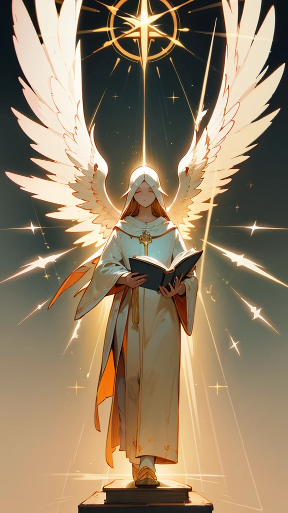 a divine hand guiding a human hand, divine intervention and guidance, a straight path with a figure walking towards a light or cross at the end, a dove representing the holy spirit guiding or illuminating the figure's path, open books or scrolls symbolizing divine teaching and wisdom, simple and clear style, soft and serene colors to highlight the spiritual theme