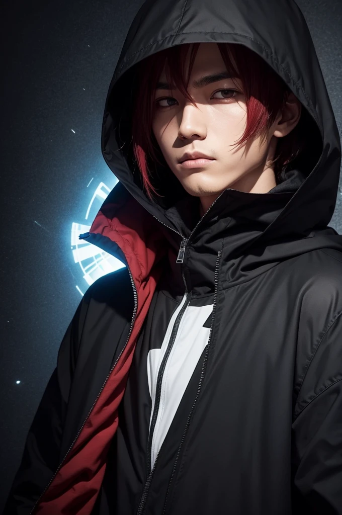 Create profile picture Akashi seijuro with eye line dark glowing hooded