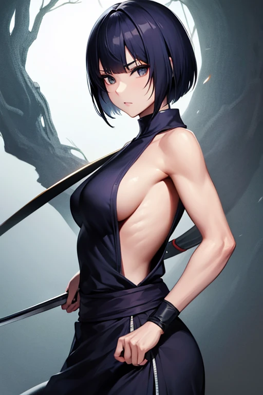 Japanese Girl、Short Hair、calm、beautiful、Ninja、Slender、Muscular、Ninja刀、Female ninja