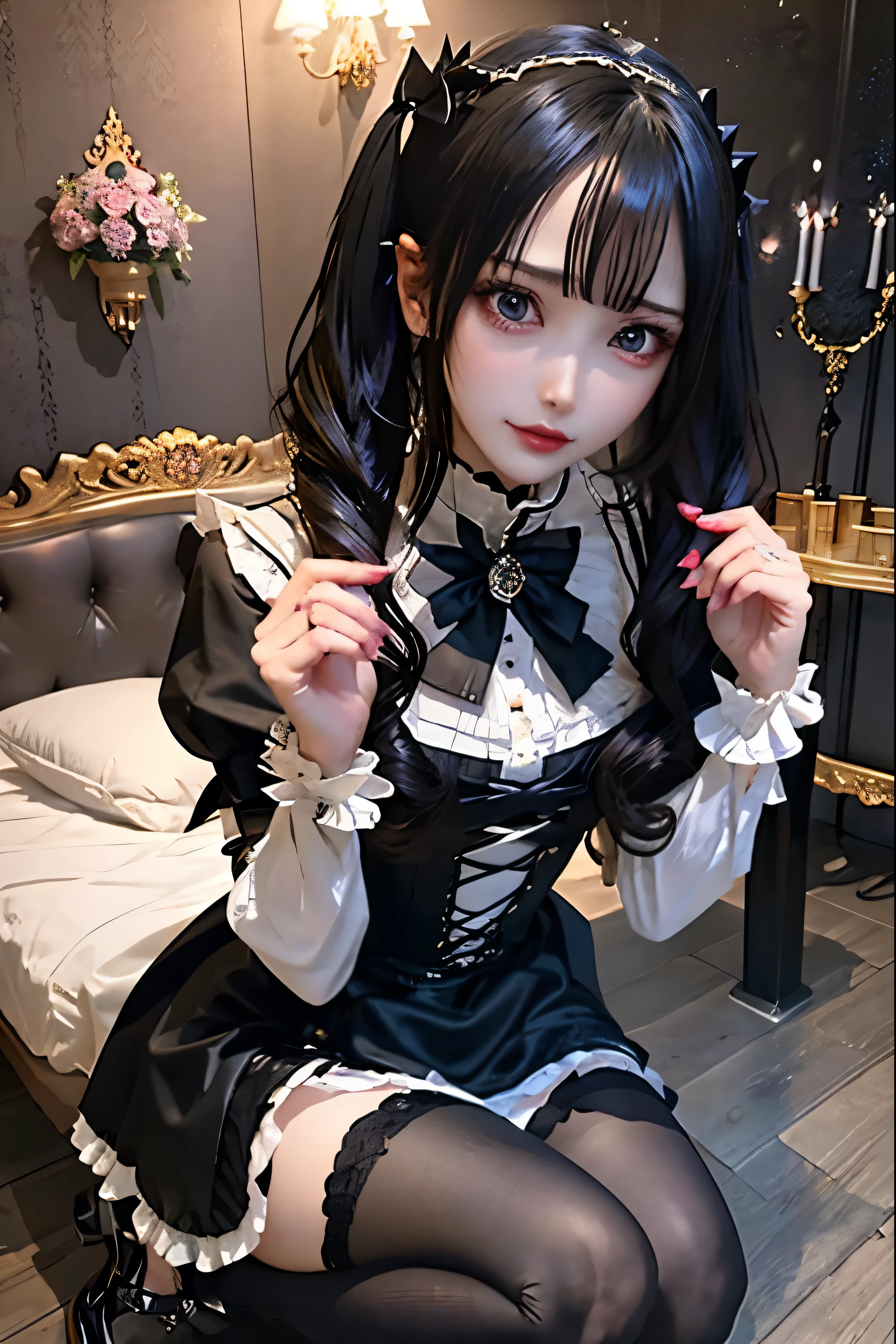 Hard Dark Gothic Makeup、Black dark eyeshadow、sad、Good skin radiance、Dark Gothicメイク、Dark smile、palace、The beauty of fragrance、24-years-old、Expression of intense sexual pleasure、Embarrassed look、Dark Gothic、Highest quality、Expression of sexual pleasure amid suffering、Drunk face、紫のMaid clotheysterious、Noble、sexy、Loving smile、Twin tail hair、Right blue eye, Left eye is red、Super tempting pose、Platform Heel Shoes、Heavy makeup、Gothic Lolita clothes、Silver Hair、Long Hair Straight Hair、Cute Gothic Lolita Dress、Beautiful Face、elegant features、Attractive face、Stained glass is the background、Chest glistening with sweat、The room is dark、goth long dress、Bell Sleeves、Wizard Sleeve、Decadent look、Sexually excited expression、Glossy thighs wet with water、Thighs that are wet and shiny with oil、Background of a room full of roses、sad expression、Rose Maiden、The embroidery is pink、The dress has pink embroidery.、Thigh-high socks、Knee-high socks、Gentle expression、Dark black eyeshadow、Stained glass and rose background、thighs are a little thin、Female Duo、Female couple、dark church background、Stained glass、Black metal world、Dark Castle、Dark Room、Slender body、gothic long dress、Victorian dress、Small breasts、Hold the wine in your right hand、Hold the lantern in your left hand、pantyhose、The bed is covered with roses、Her thighs are shining with sweat、My body is wet and shiny、Lots of glitter on the thighs、sweating、My thighs are sticky from sweating、Sweat glistening on my thighs, The whole body is sweaty and shiny、I sweated a lot.、My thighs are sweaty、My thighs are wet、My thighs are shining with sweat、A lot of sweat glistening all over the body、Slender body、Put your head on the pillow、Sleeping on a bed、Beautiful legs、Sleep with your legs stretched、Lying in bed、