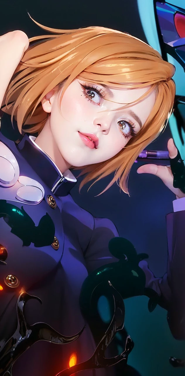 (8k, RAW photo, photorealistic:1.25) ,( lipgloss, eyelashes, gloss-face, glossy skin, best quality, ultra highres, depth of field, chromatic aberration, caustics, Broad lighting, natural shading,Kpop idol) looking at viewer with a serene and goddess-like happiness, smile, cute face.