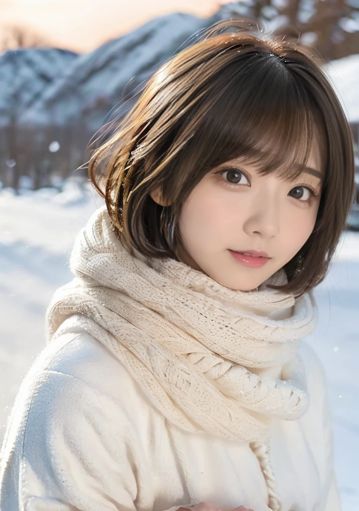 Being with a dog、Bonfire、Hair blowing in the wind、Medium Short Hair、Fluffy scarf、Expressing the whiteness of one's breath、Photo from the waist up、Night city illumination shot、Cowgirl Shot、Fur coat、豪華なグレーのミンクのFur coat、Wear fine leather boots、Luxury Bags、Inner turtleneck、Silver necklace and small silver earrings Millionaire style:1.4))、Full body photo、smile、 Caustics、Highly detailed photos、Very beautiful woman 、Ample breasts、No makeup、(8K、RAW Photos、Highest quality、masterpiece:1.2)、(Realistic、Realistic)、1 Girl、((Medium Short Hair、Midwinter、Cold region Snow falling、The wind is blowing、Fluttering Hair、Blur the background、Colorful illuminations、Looking into the camera:1.4))、
