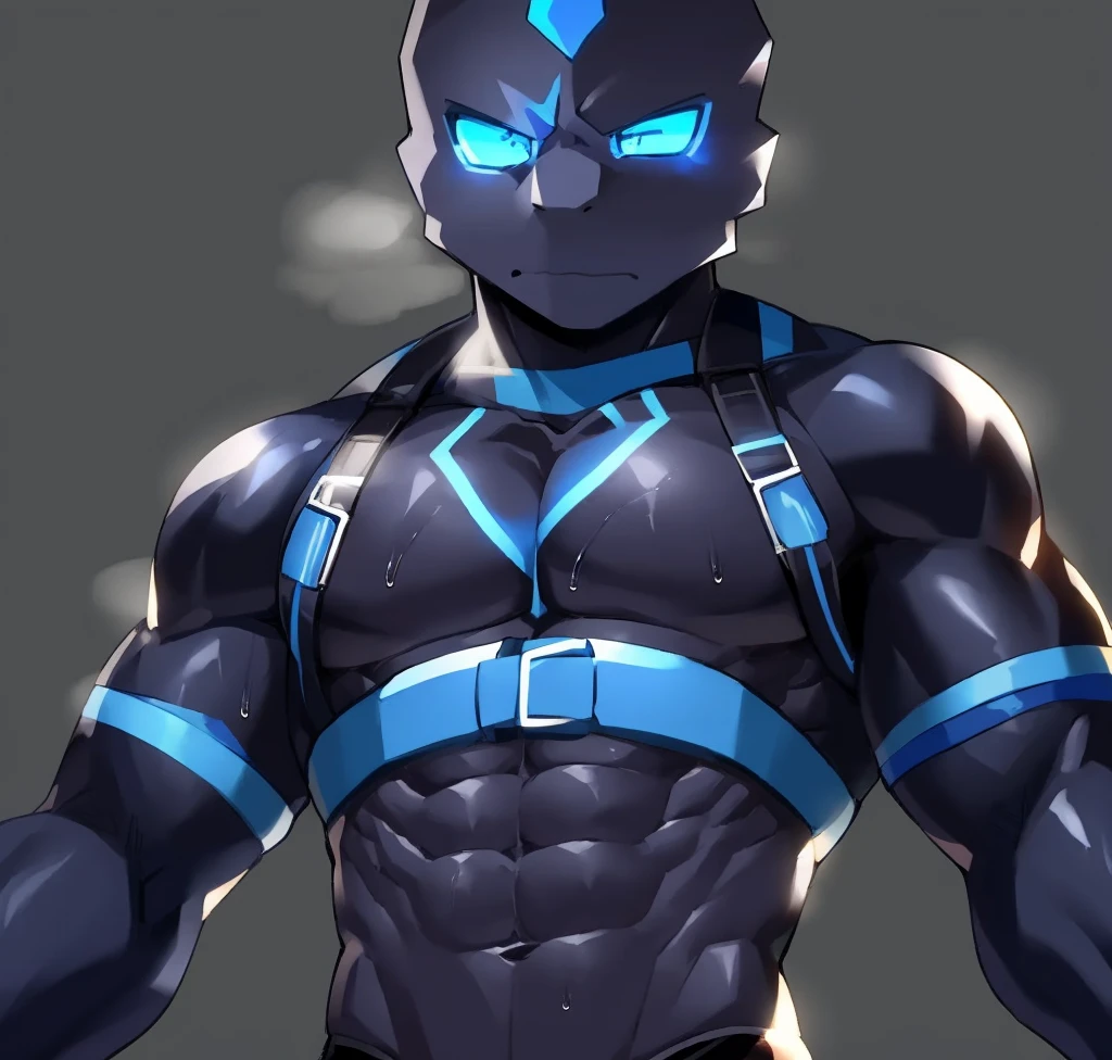 Thin macho western black dragon abs Hollow abs body suit thick arms chest rig 、sweaty skin glow profile Wearily short of breath Chemo shota
have a blue eyes Tired look ラバースーツ