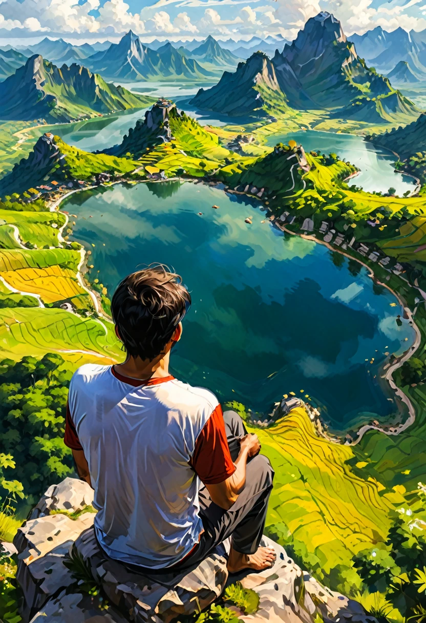 A man sitting enjoying the landscape