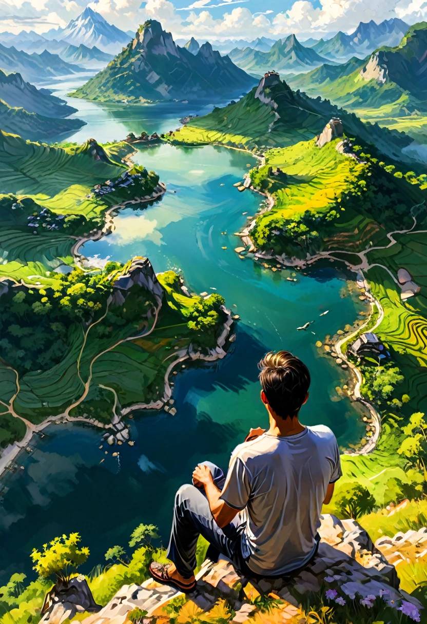 A man sitting enjoying the landscape